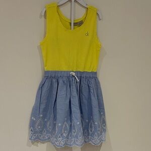 Calvin Klein Yellow with Light Blue skirt Girls Dress